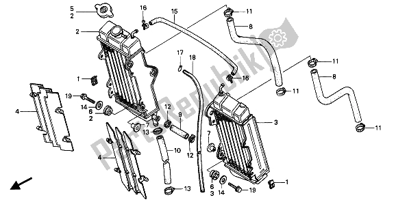 Todas las partes para Radiador de Honda CR 250R 1989