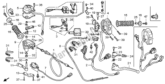 Alle onderdelen voor de Handvat Hendel & Schakelaar & Kabel van de Honda TRX 680 FA Fourtrax Rincon 2006