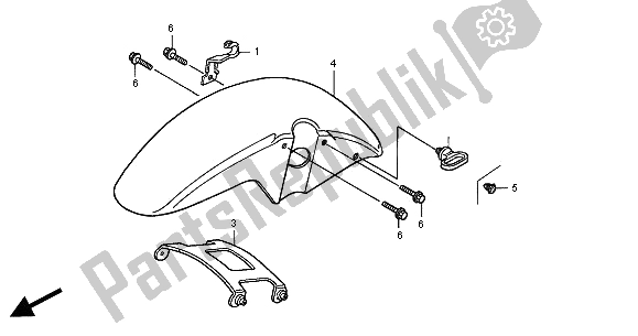 Tutte le parti per il Parafango Anteriore del Honda CB 500S 2002