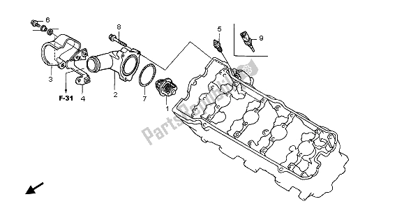 All parts for the Thermostat of the Honda CB 600F Hornet 2003