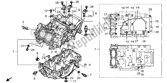 All parts for the Crankcase of the Honda NC 700 SD 2013