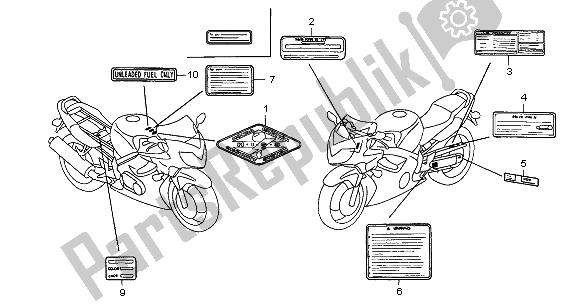 All parts for the Caution Label of the Honda CBR 600F 2005