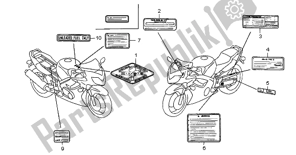 Alle onderdelen voor de Waarschuwingsetiket van de Honda CBR 600F 2005