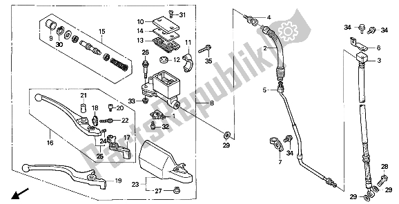 All parts for the Fr. Brake Master Cylinder of the Honda NX 650 1988