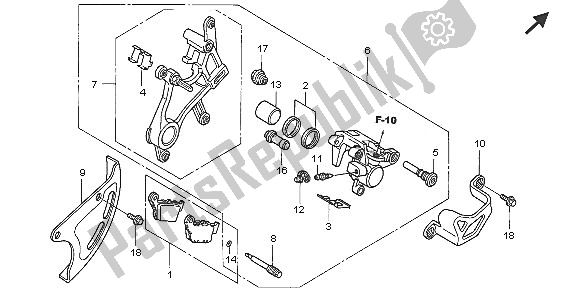 All parts for the Rear Brake Caliper of the Honda CR 250R 2005