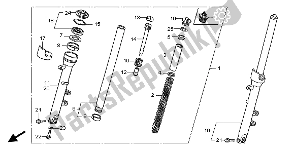 All parts for the Front Fork of the Honda CBF 600 SA 2006