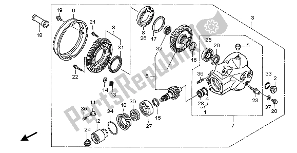 All parts for the Final Driven Gear of the Honda VTX 1300S 2007