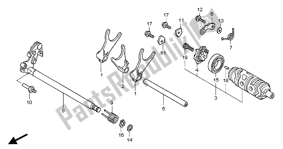 All parts for the Gearshift Drum of the Honda VTR 1000F 2001