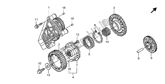 All parts for the Starting Clutch of the Honda ST 1300 2007