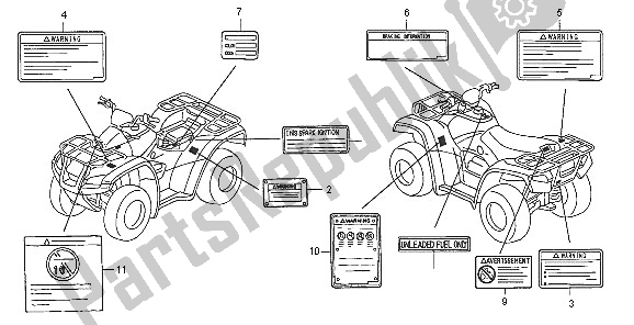 Alle onderdelen voor de Waarschuwingsetiket van de Honda TRX 650 FA Fourtrax Rincon 2005
