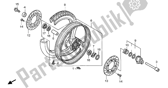 Todas las partes para Rueda Delantera de Honda NT 650V 2002