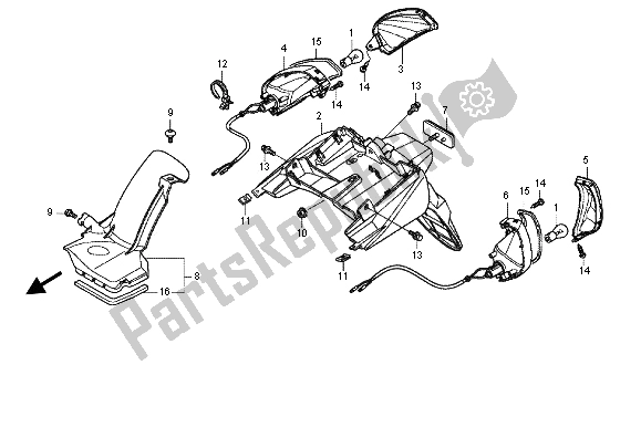 All parts for the Rear Fender & Rear Winker of the Honda WW 125 EX2 2012