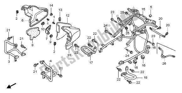 All parts for the Engine Guard of the Honda GL 1800 Airbag 2007