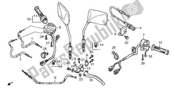 Alle onderdelen voor de Handvat Hendel & Schakelaar & Kabel van de Honda CBF 600S 2006