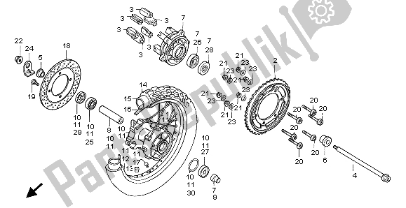All parts for the Rear Wheel of the Honda XL 600V Transalp 1998