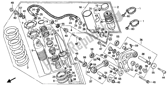 All parts for the Rear Cushion of the Honda XR 250R 1989