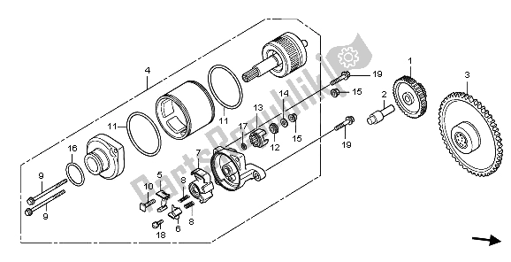 All parts for the Starting Motor of the Honda FES 150 2009