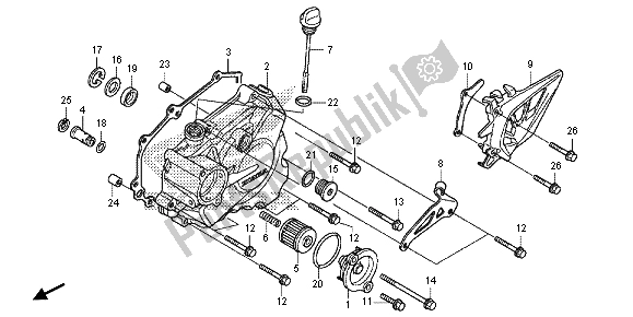 All parts for the L. Crankcase Cover of the Honda CRF 250R 2015
