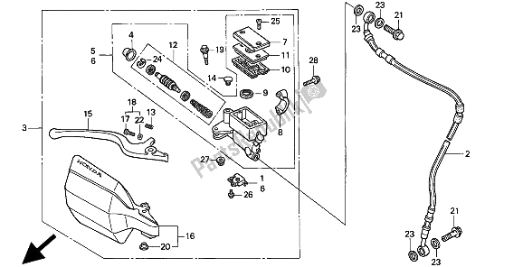 Todas las partes para Fr Cilindro Maestro De Frenos de Honda XR 250R 1994