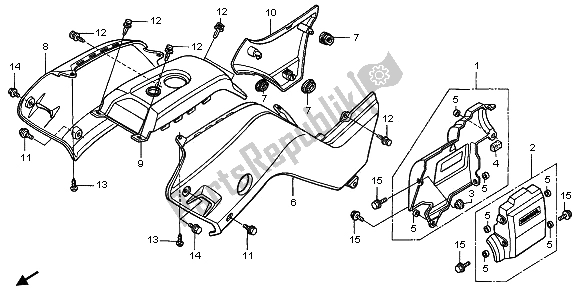 All parts for the Body Cover of the Honda TRX 450 FE Fourtrax Foreman ES 2003