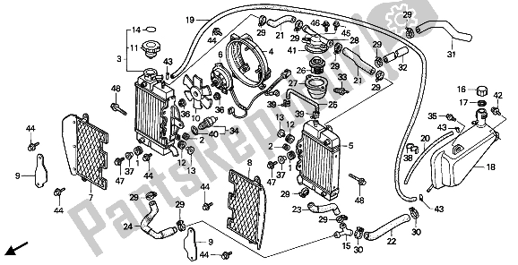 Tutte le parti per il Radiatore E Copertura del Honda XRV 750 Africa Twin 1993