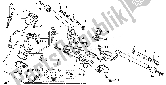 Tutte le parti per il Gestire Il Tubo E Il Ponte Superiore del Honda VFR 800A 2010