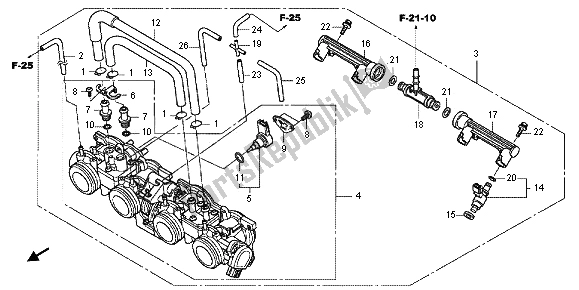 All parts for the Throttle Body of the Honda CBF 1000F 2012