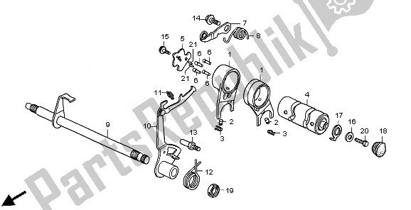 All parts for the Gearshift Drum of the Honda CRF 50F 2010