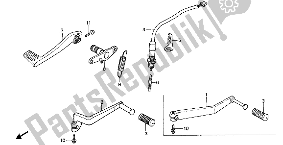 Todas las partes para Pedal De Freno Y Pedal De Cambio de Honda VFR 750F 1989