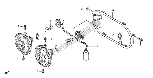 All parts for the Headlight of the Honda NPS 50 2005