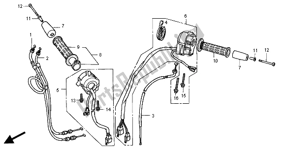 Todas as partes de Interruptor E Cabo do Honda ST 1100 2000