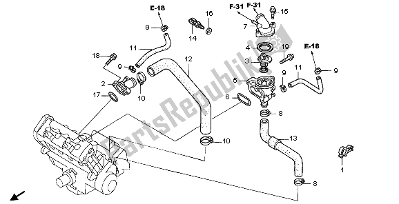 All parts for the Thermostat of the Honda CBR 600F 2007