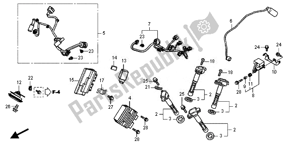 Alle onderdelen voor de Sub Harnas van de Honda VFR 800X 2011