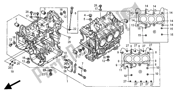 All parts for the Cylinder Block of the Honda GL 1500 SE 2000