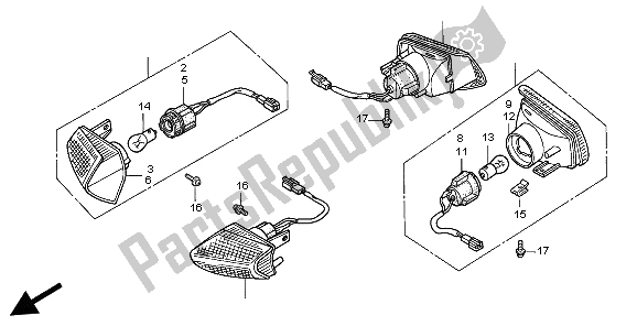 All parts for the Winker of the Honda VFR 750F 1997