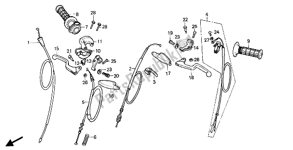 Todas las partes para Manejar Palanca Y Cable de Honda CR 80R 1989