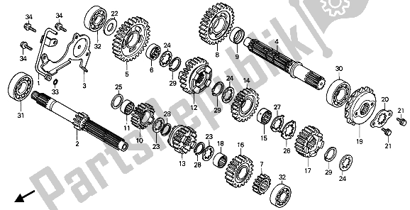 All parts for the Transmission of the Honda XRV 750 Africa Twin 1992