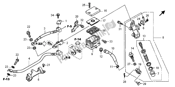 All parts for the Rear Brake Master Cylinder of the Honda NC 700 XD 2013