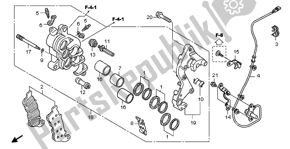 All parts for the R. Front Brake Caliper of the Honda CB 600 FA Hornet 2011