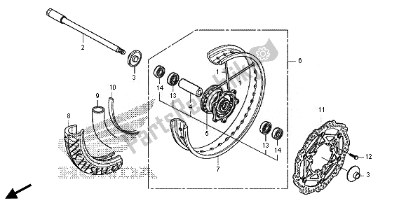 Todas as partes de Roda Da Frente do Honda CRF 250M 2014