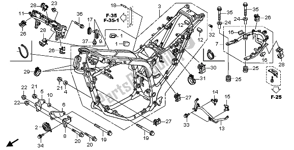 All parts for the Frame Body of the Honda XL 700 VA Transalp 2009