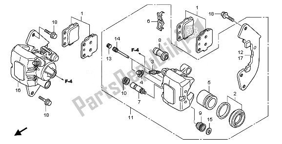 All parts for the Front Brake Caliper of the Honda TRX 420 FA Fourtrax Rancher AT 2011