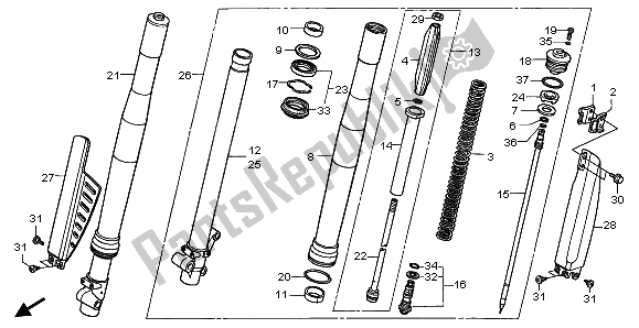 Tutte le parti per il Forcella Anteriore del Honda CR 80 RB LW 1997