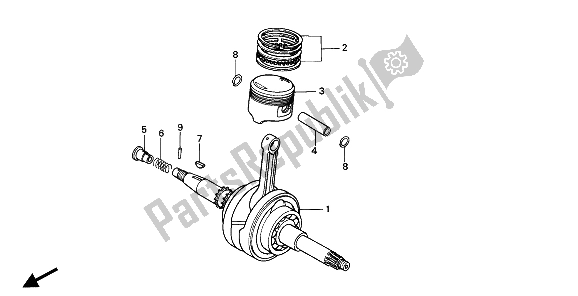 All parts for the Crankshaft & Piston of the Honda CN 250 1 1994