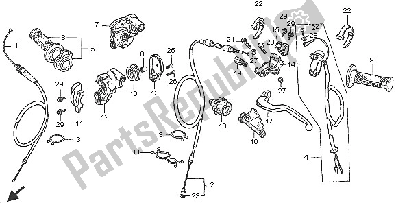 Alle onderdelen voor de Handvat Hendel & Schakelaar & Kabel van de Honda CR 125R 2005