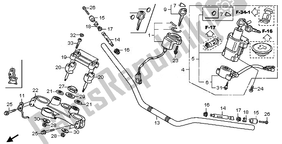 All parts for the Handle Pipe & Top Bridge of the Honda XL 1000V 2008
