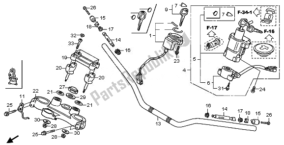 Toutes les pièces pour le Tuyau De Poignée Et Pont Supérieur du Honda XL 1000V 2008