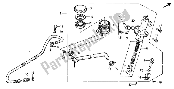 Toutes les pièces pour le Maître-cylindre De Frein Arrière du Honda VFR 400R3 1990