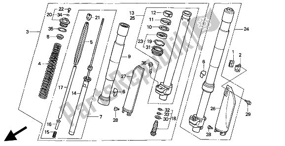 Todas las partes para Tenedor Frontal de Honda CR 125R 1993