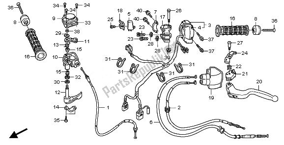 All parts for the Handle Lever & Switch & Cable of the Honda TRX 400 EX Sportrax 2008